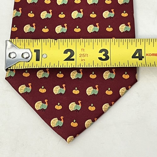 Corbata de seda temática de Acción de Gracias Alynn pavos y calabazas - Imagen 11 de 11