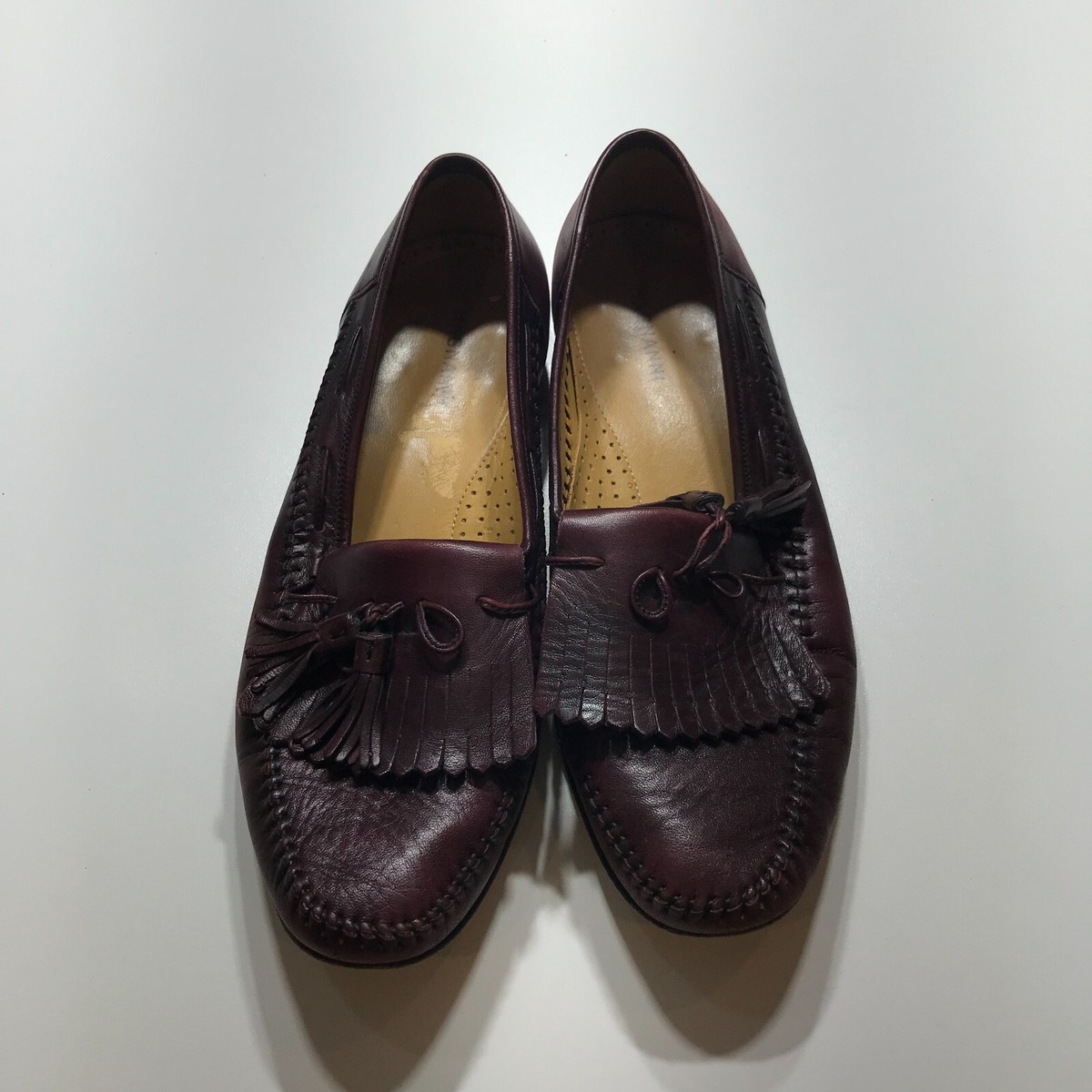 Magnanni Mens Burgundy Leather Kiltie Tassel Loafers 10168 Size 11.5 M Spain Magnanni Vigo Loafers Dress Shoes Kiltie Tassel Burgundy  main image 3
