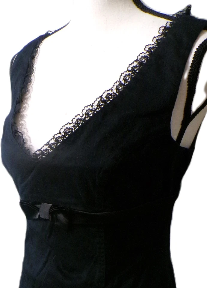 Lindo Vestido Babydoll Y2k XOXO L 13 Midi Negro con Encaje Capricho Hada Gótico Bruja Foto 4 de 4