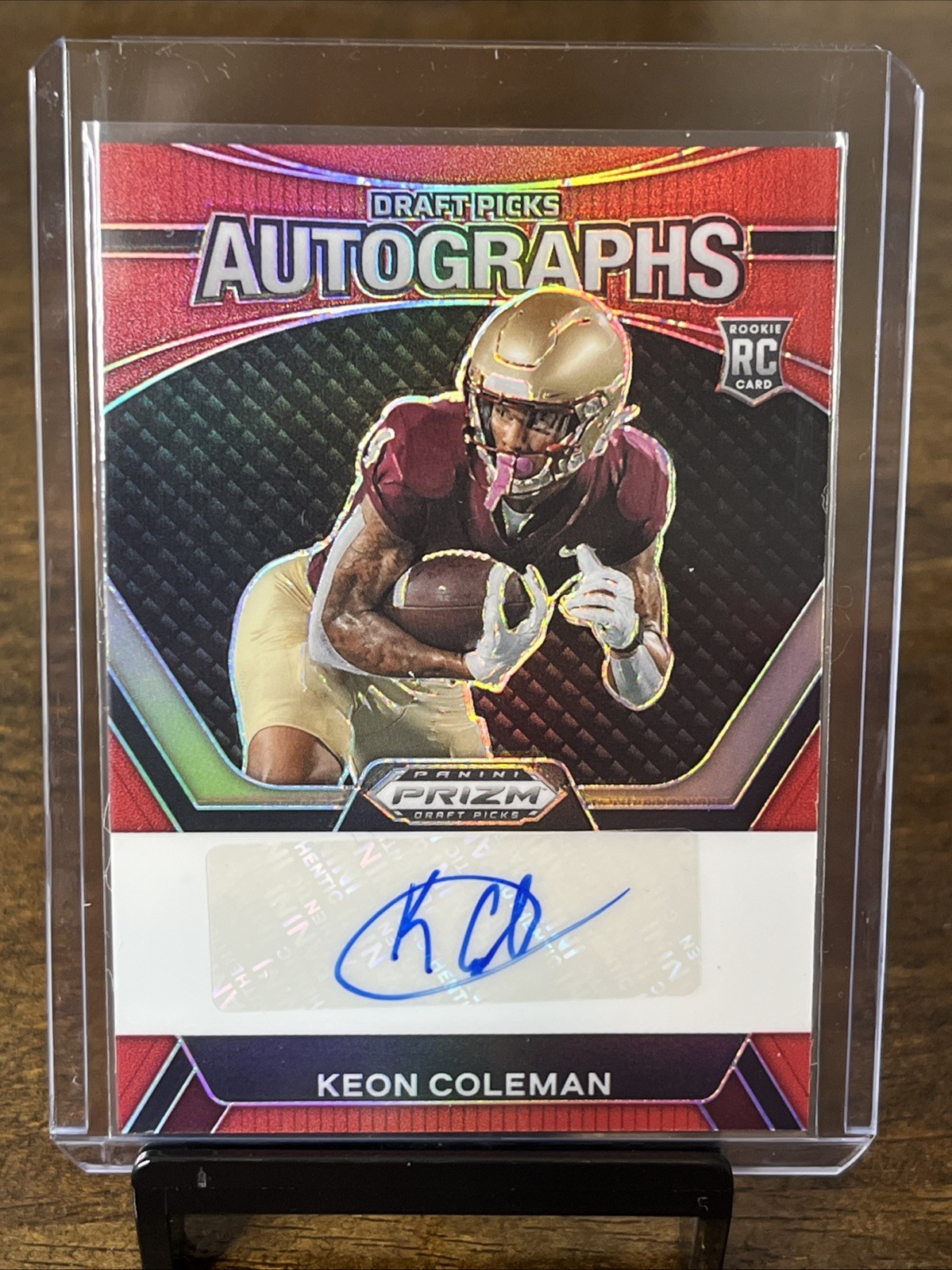2024 Panini Prizm Draft Picks Keon Coleman Red Auto 39/199 Bills Seminoles