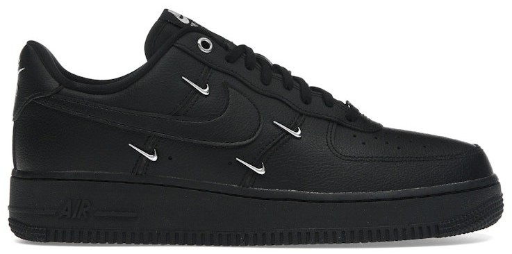 Nike Air Force 1 '07 LX Black Silver Mini Swoosh W for sale | eBay