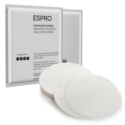 ESPRO 100 Count Coffee Paper Filters - for French 32 oz, Espro 