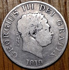 1819 King George III Half Crown, Great Condition 13.4 Sterling Silver
