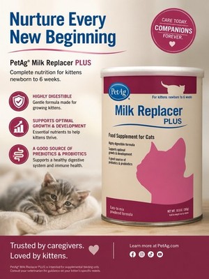 PetAg Milk Replacer Plus Food Mix Kittens and Cats - 10.5 oz - BB 7/27