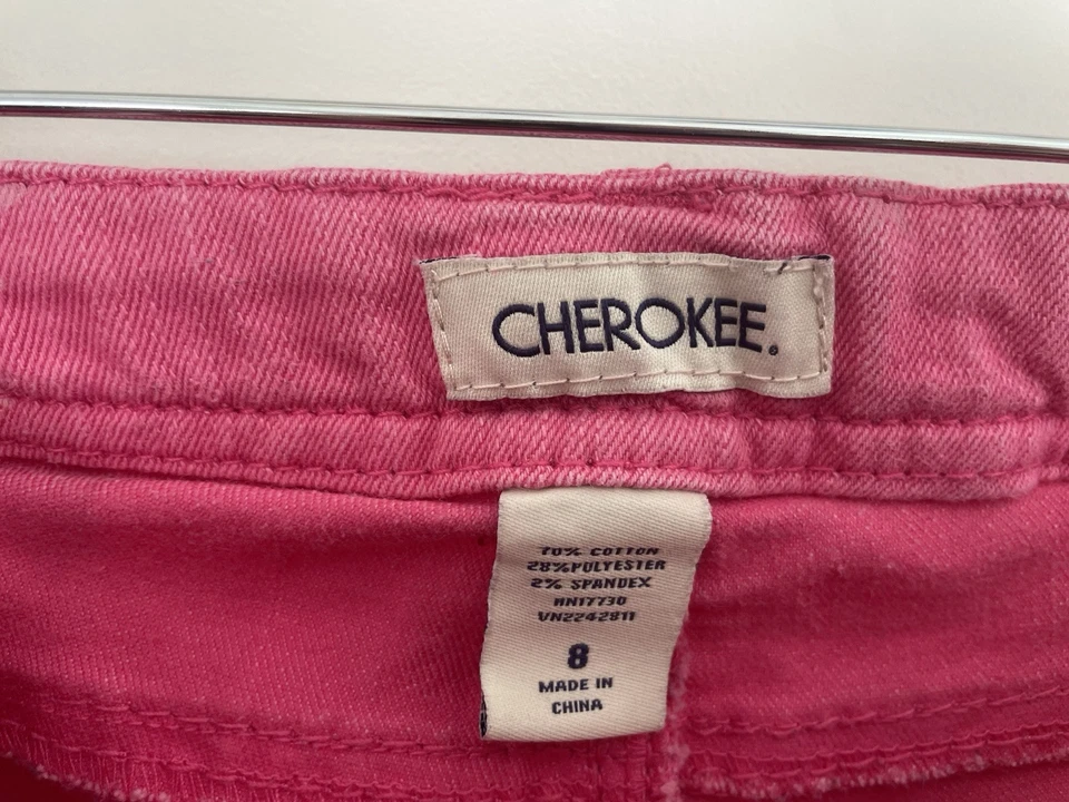 Cherokee Niños Niñas Estampado de Estrellas Mezcla de Algodón Cintura Ajustable Snap Jeggings Rosa 8 Foto 2 de 4