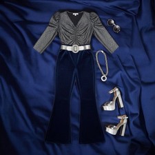 Vintage 1970s Silver Lurex Disco Shirt Top