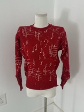 Vintage 40s Jantzen Rockabilly Music Note Knit Sweater Rare