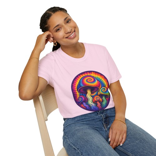 Tie Dye Mushroom Psychedelic Trippy Retro Hippie Natur Unisex Softstyle T-Shirt - Bild 102 von 112