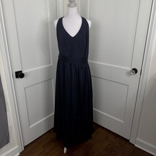 White By Vera Wang Dress Womens 16 Navy Halter Maxi Bow Back Formal Evening Gown
