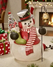 Bethany Lowe SNOWMAN STANLEY WITH LANTERN Christmas Figurine 15” NEW TJ4317