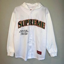 20SS Supreme Mesh Hooded L/S Baseball Jersey White Large L