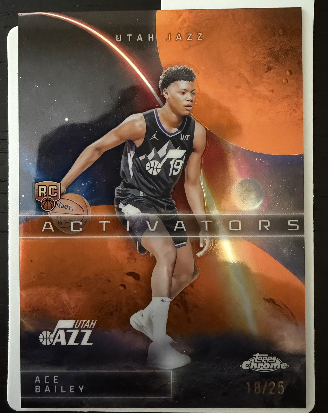 2025-26 Topps Chrome Ace Bailey SSP True Orange Activators RC #/25 AC-15 Jazz