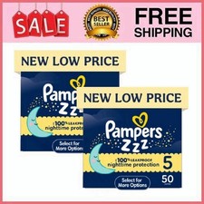 2 Box Pampers Swaddlers Overnight Zzz Baby Diapers Size 5, 50 Count Box