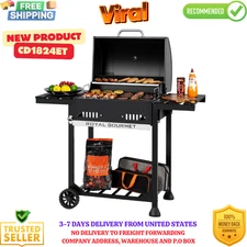 Royal Gourmet 24-Inch Movable Charcoal BBQ Grill with 2 Foldable Side Shelves