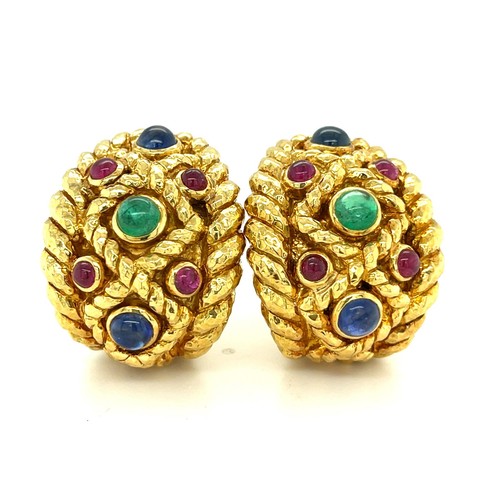 Orecchini Orovi In Oro Bianco 14KT (585) Con Rubini, Zaffiri, Smeraldi O Zirconi Sintetici – A Lobo, Ipoallergenici, In Astuccio Regalo