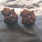 Pair of Brown Cat Figurines Rhinestone Collar Matching Set of 2 Cat Statues — photo 2