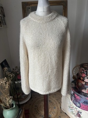 ARKET CREAM BOW DETAIL MOHAIR JUMPER SIZE XS
