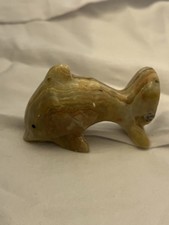 Beige Carved Stone Dolphin Figurine
