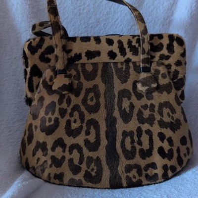 Vintage 1950s-60s Holzman Hair on Hide Leopard Print Handbag 