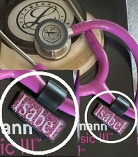stethoscope tag personalised name 8 characters max holographic glitter id badge