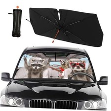 Three Funny Raccoon Car Windshield Sun Shade Umbrella Sunshade Block UV Rays