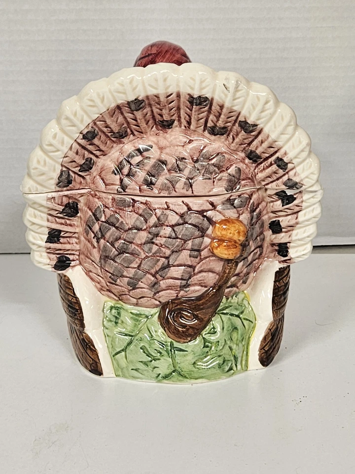 Barco de cerâmica vintage peru molho com tampa decoração de outono Ação de Graças 6,5" - Imagem 4 de 4