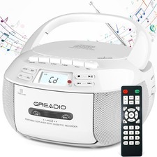 Greadio CD Player Boombox Cassette Player Combo Bluetooth, AM/FM Radio, Remote,