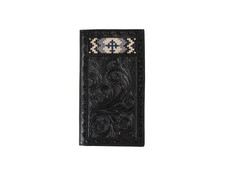 3D Western Wallet Mens Rodeo Floral Embroidered Cross Black D250007201