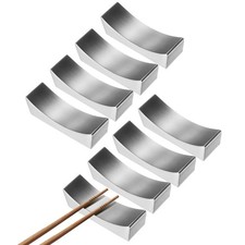 8pcs 304 Stainless Steel Curved Shape Chopstick Rest Spoon Holder, Silver