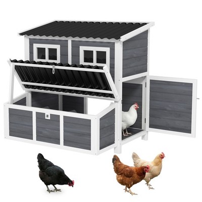 39'' Wooden Chicken Coop with Nesting Box, Tray, for 2-4 Chickens