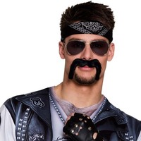 Boland Schnurrbart Biker Hufeisen Bart Schwarz Selbstklebend KostüM Accessoire