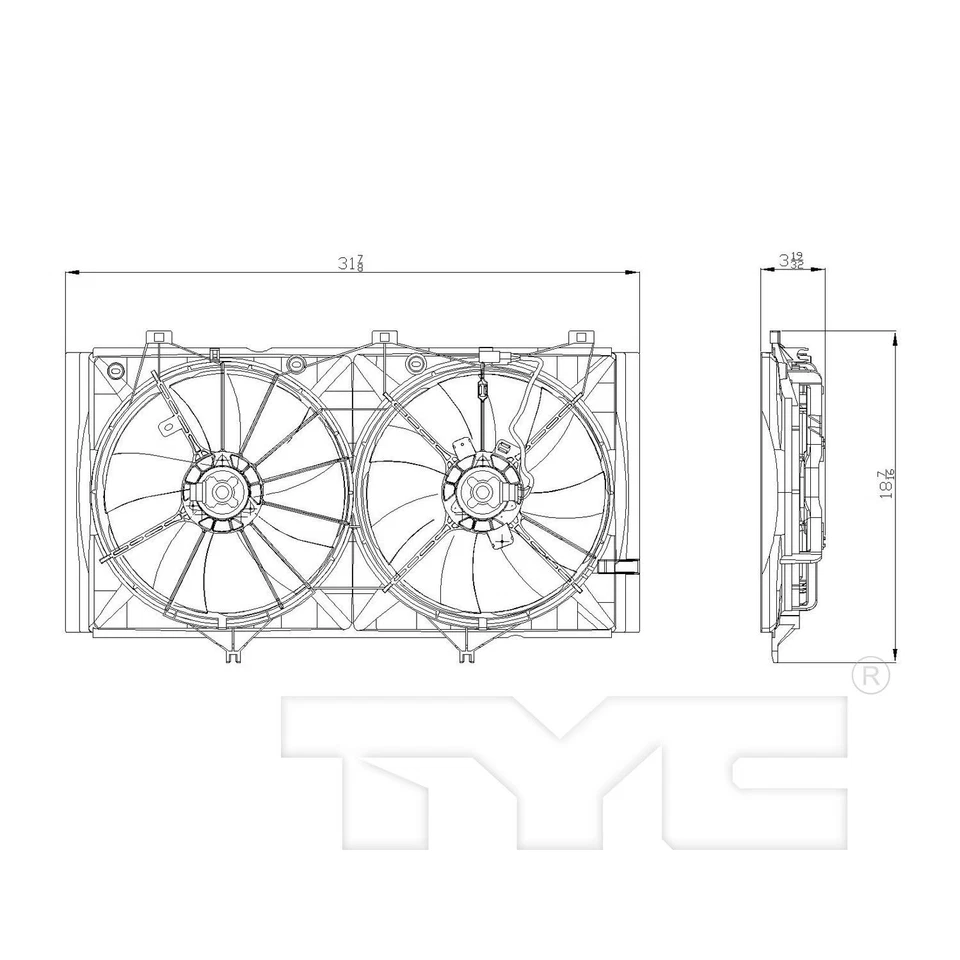 Conjunto de ventilador condensador y radiador doble TYC 622420 para Toyota Camry Venza 09-16 Foto 4 de 4