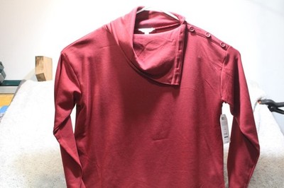 Time & Tru W Large (12-14) Tunic Wine Red  Sweatshirt   Oversized Work NWT