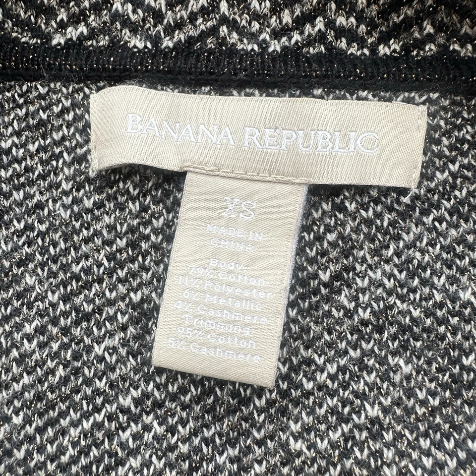 Blazer Suéter Banana Republic Espiga Mujer Cachemira Negro Dorado XS Pequeño Foto 2 de 4