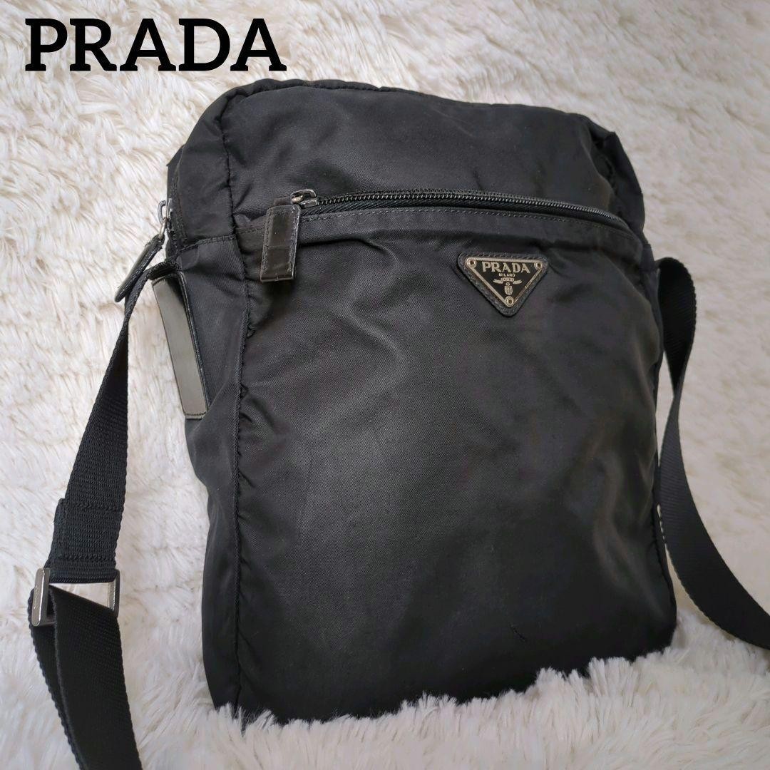 Prada Tessuto Nylon Black Logo Shoulder Bag Crossbody Authentic Japan