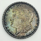 1898 Morgan Dollar 90% Silver .900 Tooled Edge Obv XF Details Toned Toning