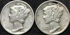 1943-S 1944 S MERCURY SILVER DIME LOT 2 pc