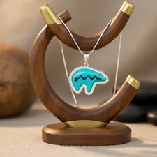 Turquoise Jewelry Bear Necklace: Sterling Silver Jewelry - Native American