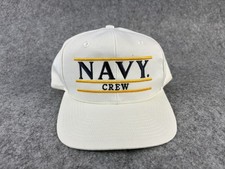 Vtg NAVY Crew The Game SnapBack Hat White