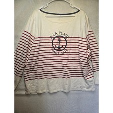 Talbots Plus Womens 3X White Red Striped Anch...