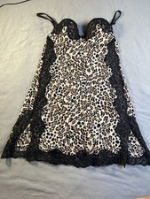 Victoria's Secret Leopard Print Lace Trim Underwire Chemise Women's Size 36B