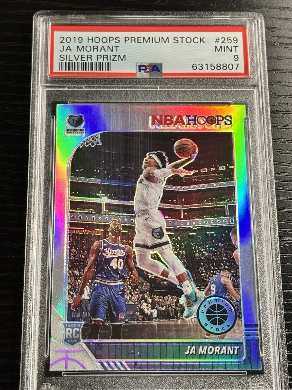 2019-20 Panini NBA Hoops Premium Stock Ja Morant #259 Silver Prizm PSA 9 Mint RC