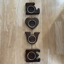 Vintage Wood LETTERS Round Picture 2 ¼" Frame LOVE Chain Wall Hanging Taiwan
