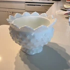 New ListingOne Fenton Milk Glass 1960's White Hobnail Candle Holder, Holds Taper Or Pillar