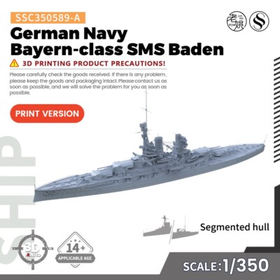 SSMODEL 589-A 1/350 Military Model Kit German Navy Bayern-class SMS Baden