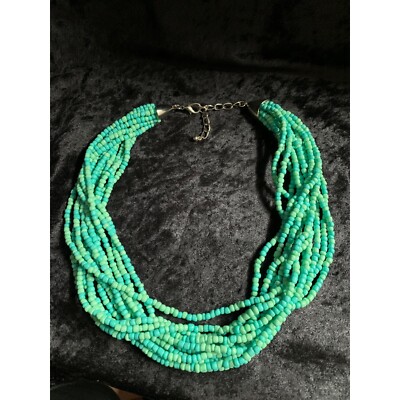 Necklace Costume Jewelry  Multiple Strings of Turquoise Beads  VTZ