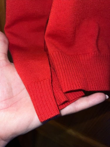 Hugo Boss Long Sleeve V Neck Jumper New Tags 100% Merino Wool Red Medium - Picture 5 of 11