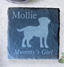Personalised Dog Slate Coaster, Any Breed.
