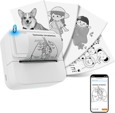 Aixiqee Mini Bluetooth Sticker Printer Inkless w/ 10 Paper Rolls, Portable