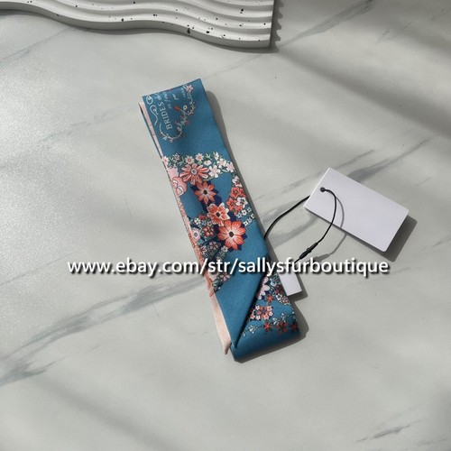 Sallys 18 Momme Twill Silk Scarf Ribbon Flowers Print Hair Bag Neck Tie 33" * 2" - 第 11/36 張圖片